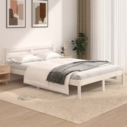 White Wooden Small Double Bed Frame 120x190cm - No Mattress Included