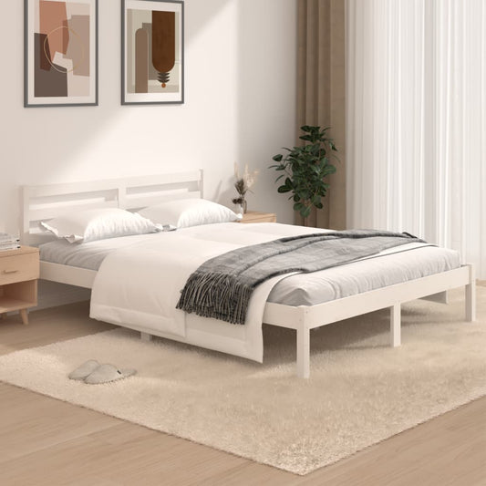 White Wooden Small Double Bed Frame 120x190cm - No Mattress Included