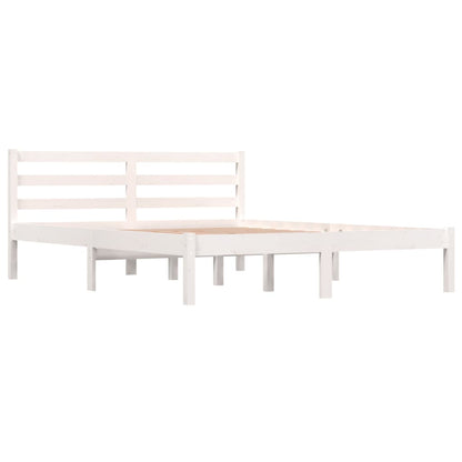 Solid Pine Bed Frame 140x190cm - White Finish, No Mattress Included