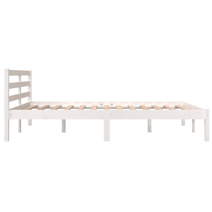 Solid Pine Bed Frame 140x190cm - White Finish, No Mattress Included
