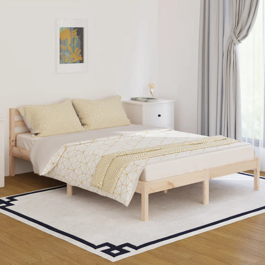 Solid Wood Pine Bed Frame 140x200cm - No Mattress Included