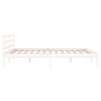 Solid Pine Wood Bed Frame, No Mattress, 140x200cm, White Finish