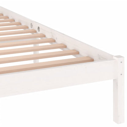 Solid Pine Wood Bed Frame, No Mattress, 140x200cm, White Finish