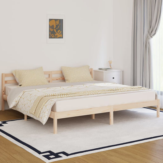Solid Wood Pine Bed Frame 200x200cm - Durable & Stylish Design