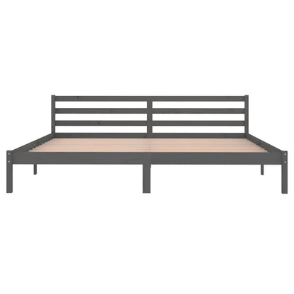Solid Wood Pine Bed Frame 200x200cm, Grey Finish - No Mattress