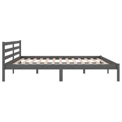 Solid Wood Pine Bed Frame 200x200cm, Grey Finish - No Mattress