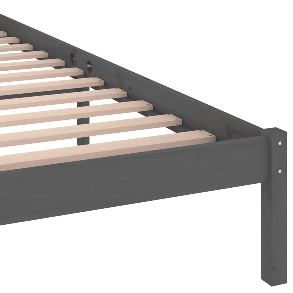 Solid Wood Pine Bed Frame 200x200cm, Grey Finish - No Mattress