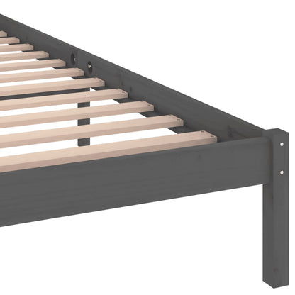 Solid Wood Pine Bed Frame 200x200cm, Grey Finish - No Mattress