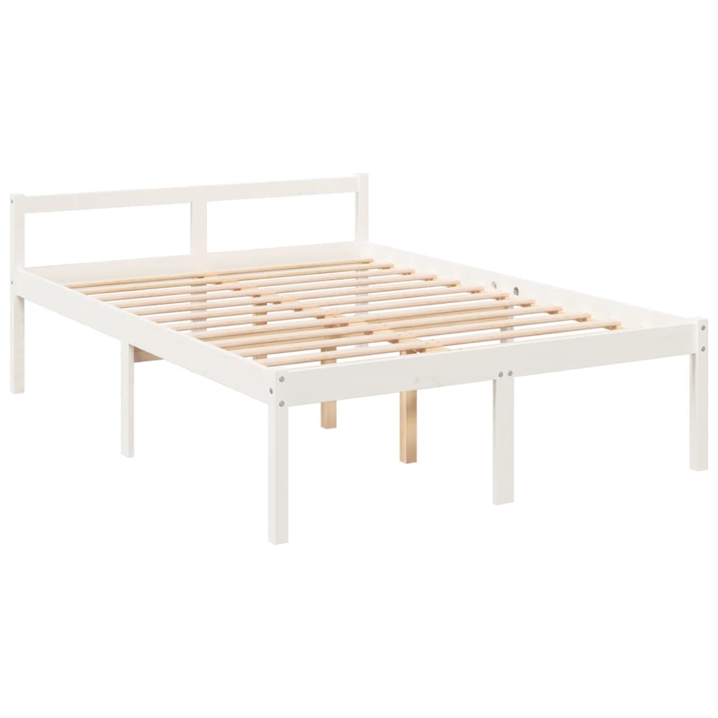 Elegant White Senior Bed Frame, No Mattress, 135x190cm Double