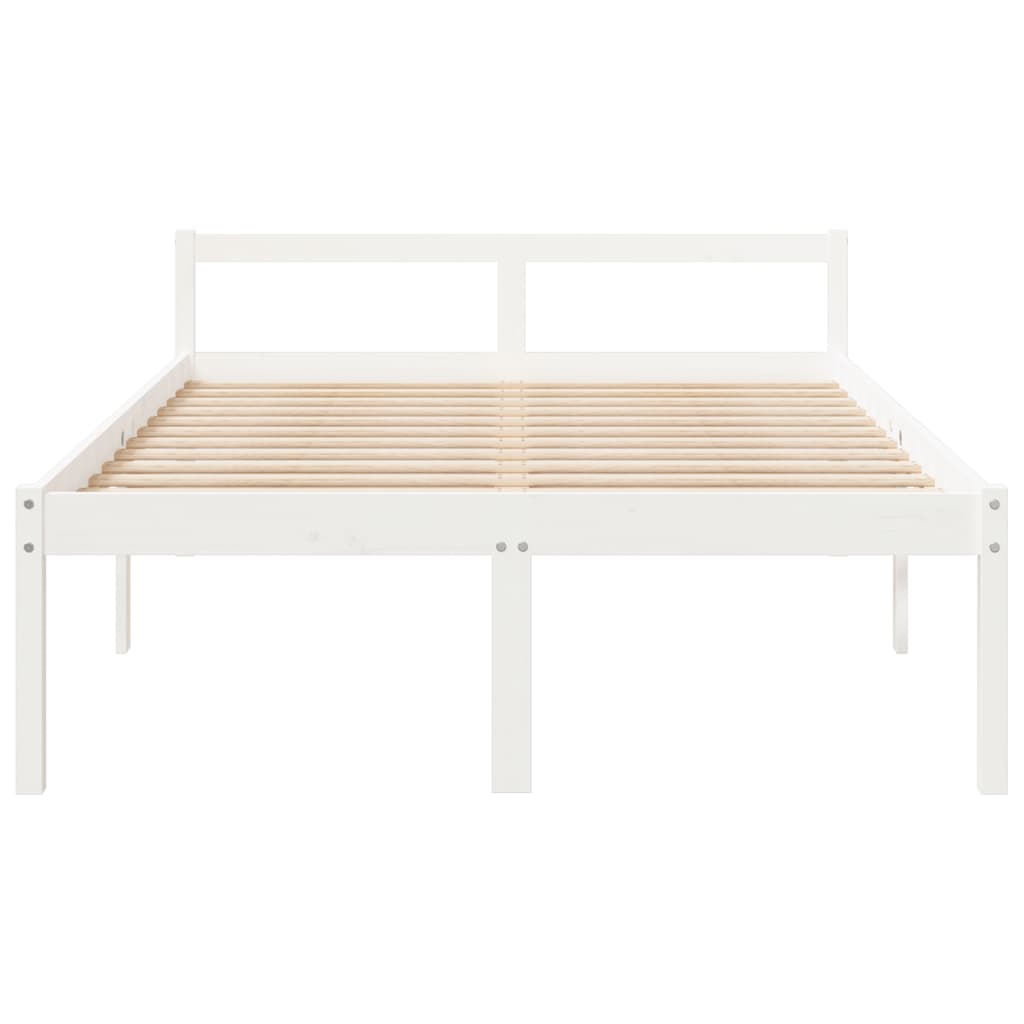 Elegant White Senior Bed Frame, No Mattress, 135x190cm Double