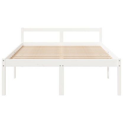 Elegant White Senior Bed Frame, No Mattress, 135x190cm Double
