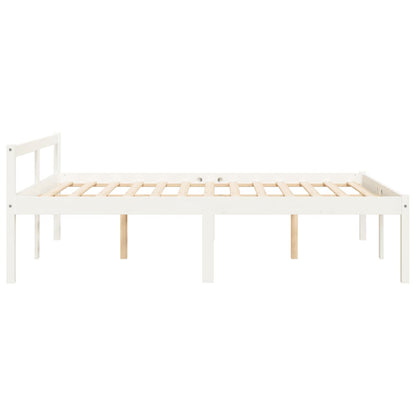 Elegant White Senior Bed Frame, No Mattress, 135x190cm Double