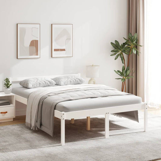 Elegant White Senior Bed Frame, No Mattress, 135x190cm Double