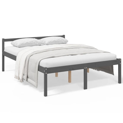 Stylish Grey Wood King Size Senior Bed Frame 150x200cm