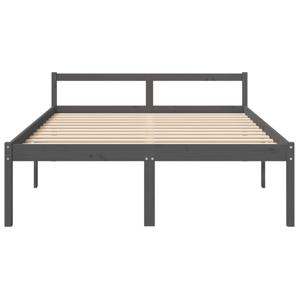 Stylish Grey Wood King Size Senior Bed Frame 150x200cm