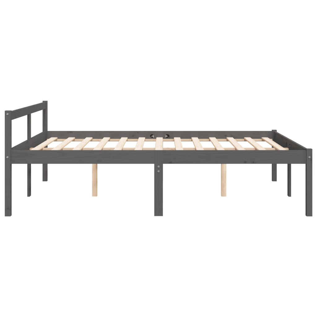 Stylish Grey Wood King Size Senior Bed Frame 150x200cm