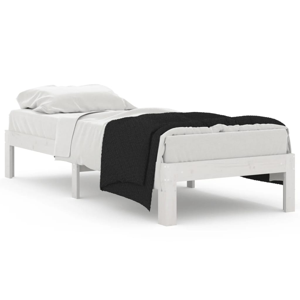 White Wooden Small Single Bed Frame 75x190cm (Mattress Not Included)
