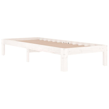 White Wooden Small Single Bed Frame 75x190cm (Mattress Not Included)