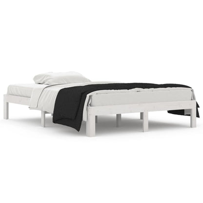 Elegant White Wooden Bed Frame - Double 135x190cm, No Mattress Included