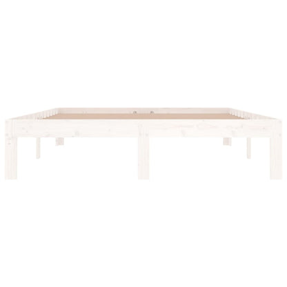 Elegant White Wooden Bed Frame - Double 135x190cm, No Mattress Included