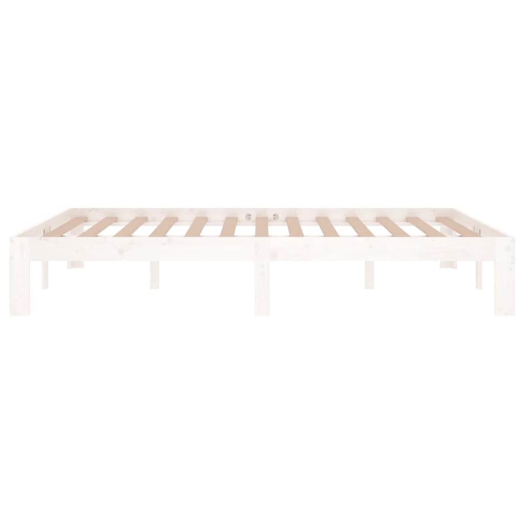 Elegant White Wooden Bed Frame - Double 135x190cm, No Mattress Included