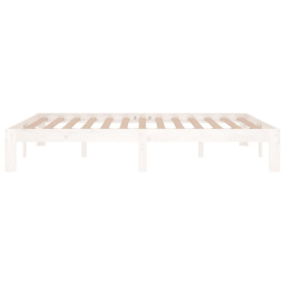 Elegant White Wooden Bed Frame - Double 135x190cm, No Mattress Included