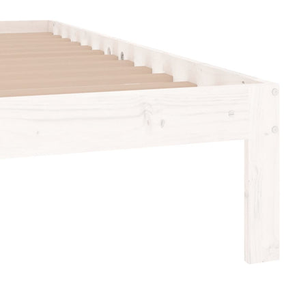 Elegant White Wooden Bed Frame - Double 135x190cm, No Mattress Included