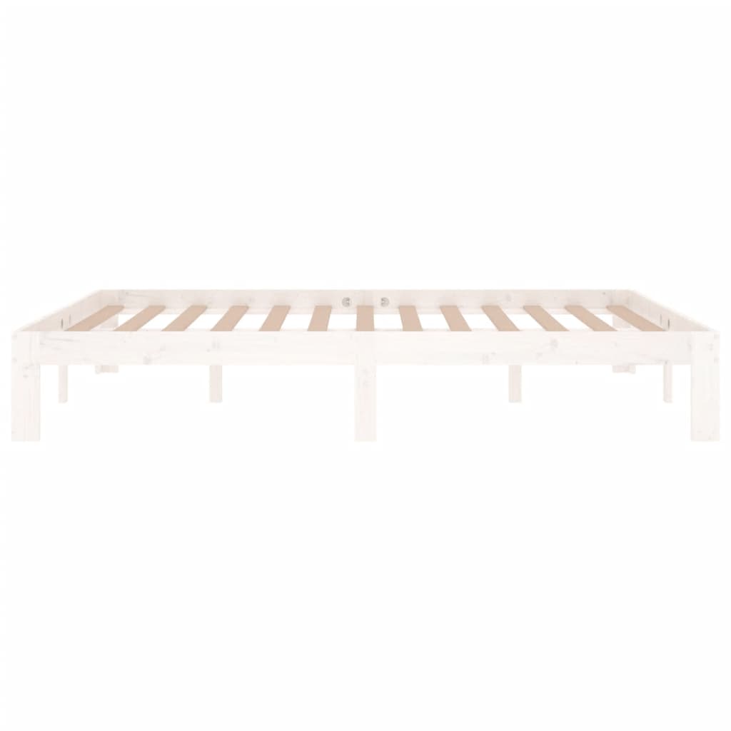 White Solid Pine Wood Bed Frame 140x190cm (No Mattress)