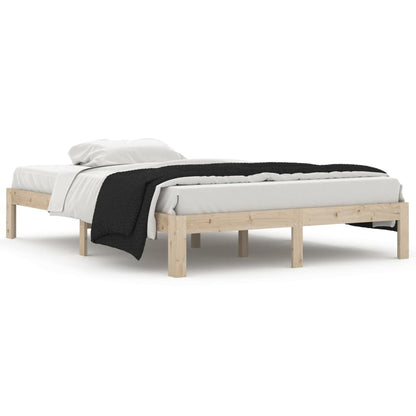 Solid Pine Wood Bed Frame - No Mattress, 140x200cm, Natural Finish