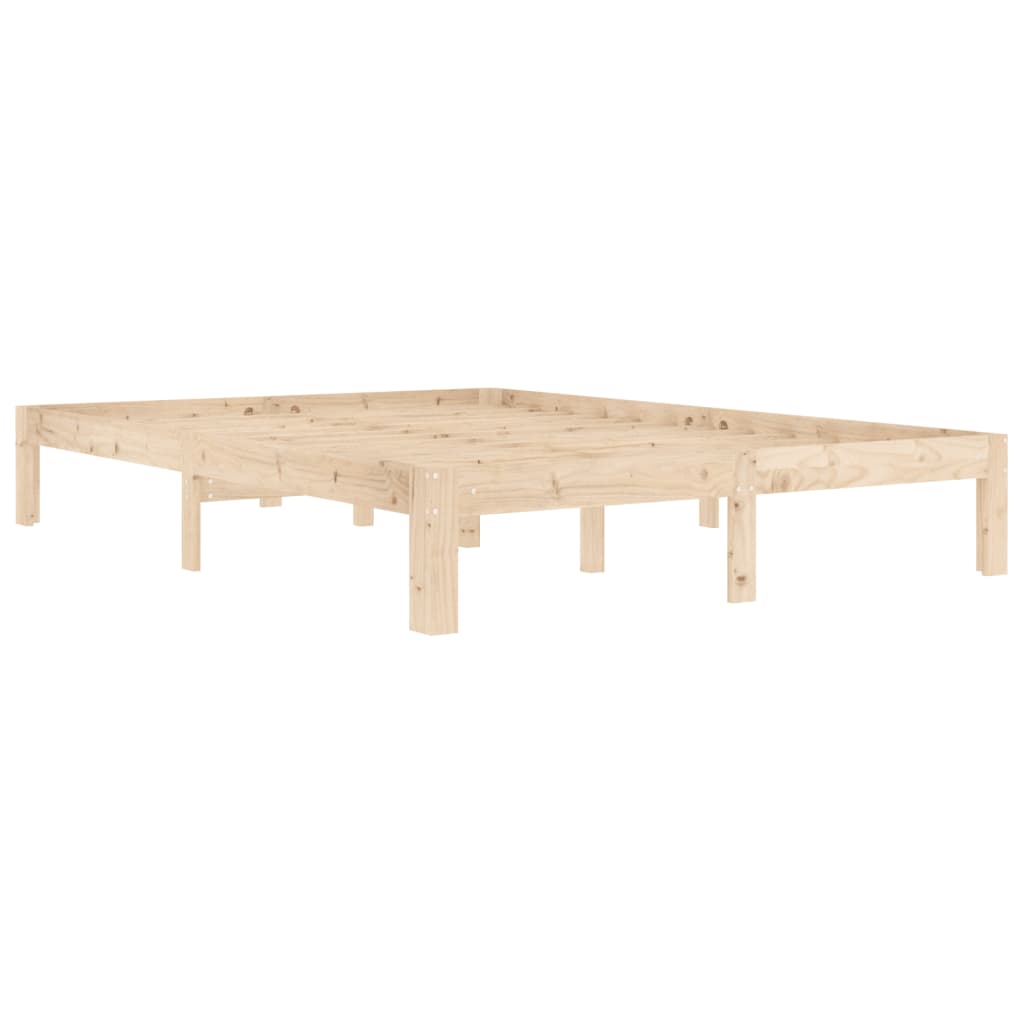 Solid Pine Wood Bed Frame - No Mattress, 140x200cm, Natural Finish