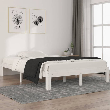 White Solid Pine Wood Bed Frame 140x200cm - No Mattress Included