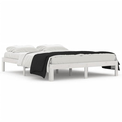 White Solid Wood King Size Bed Frame - 150x200cm (No Mattress)