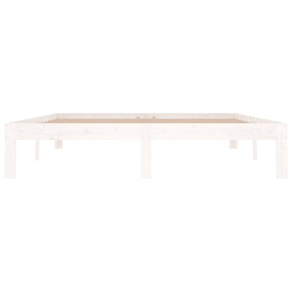White Solid Wood King Size Bed Frame - 150x200cm (No Mattress)