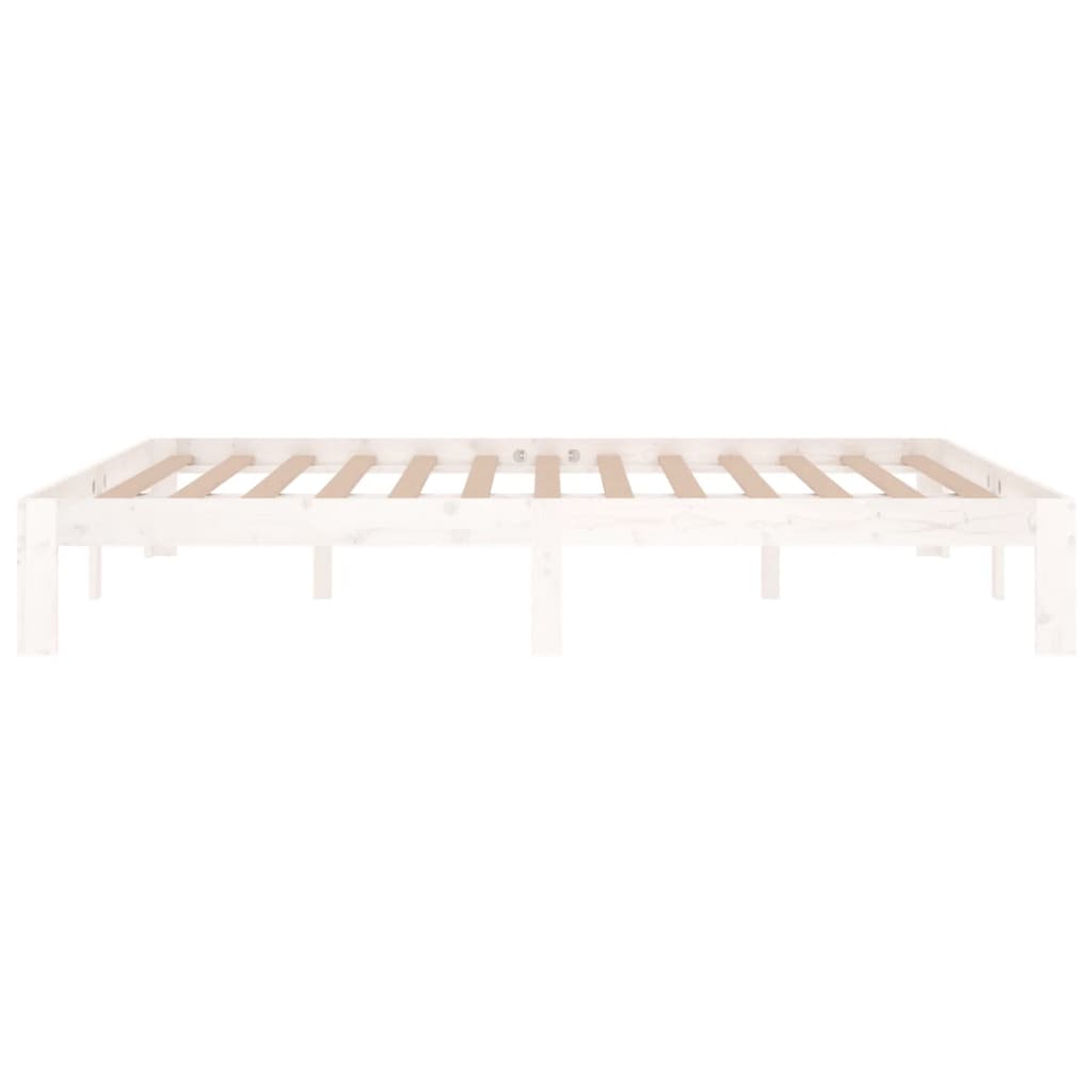White Solid Wood King Size Bed Frame - 150x200cm (No Mattress)