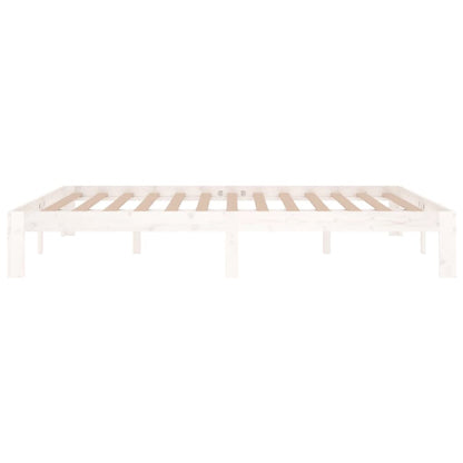 White Solid Wood King Size Bed Frame - 150x200cm (No Mattress)