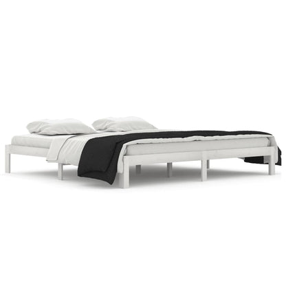 Bed Frame without Mattress White Solid Wood Pine 200x200cm