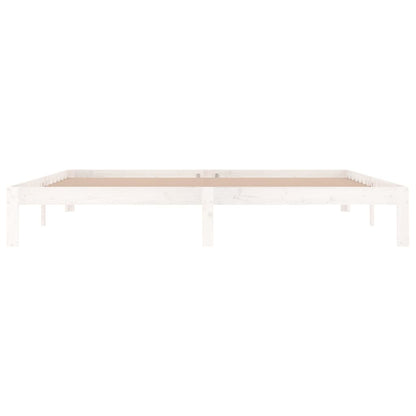 Bed Frame without Mattress White Solid Wood Pine 200x200cm