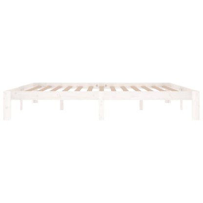 Bed Frame without Mattress White Solid Wood Pine 200x200cm