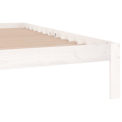 Bed Frame without Mattress White Solid Wood Pine 200x200cm