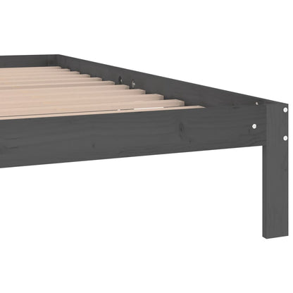 Solid Wood Pine Grey Bed Frame 200x200cm - Mattress Not Included