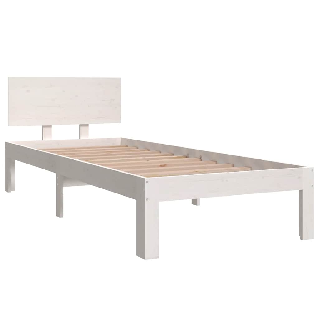 Compact White Wooden Bed Frame 75x190cm - Small Single Size