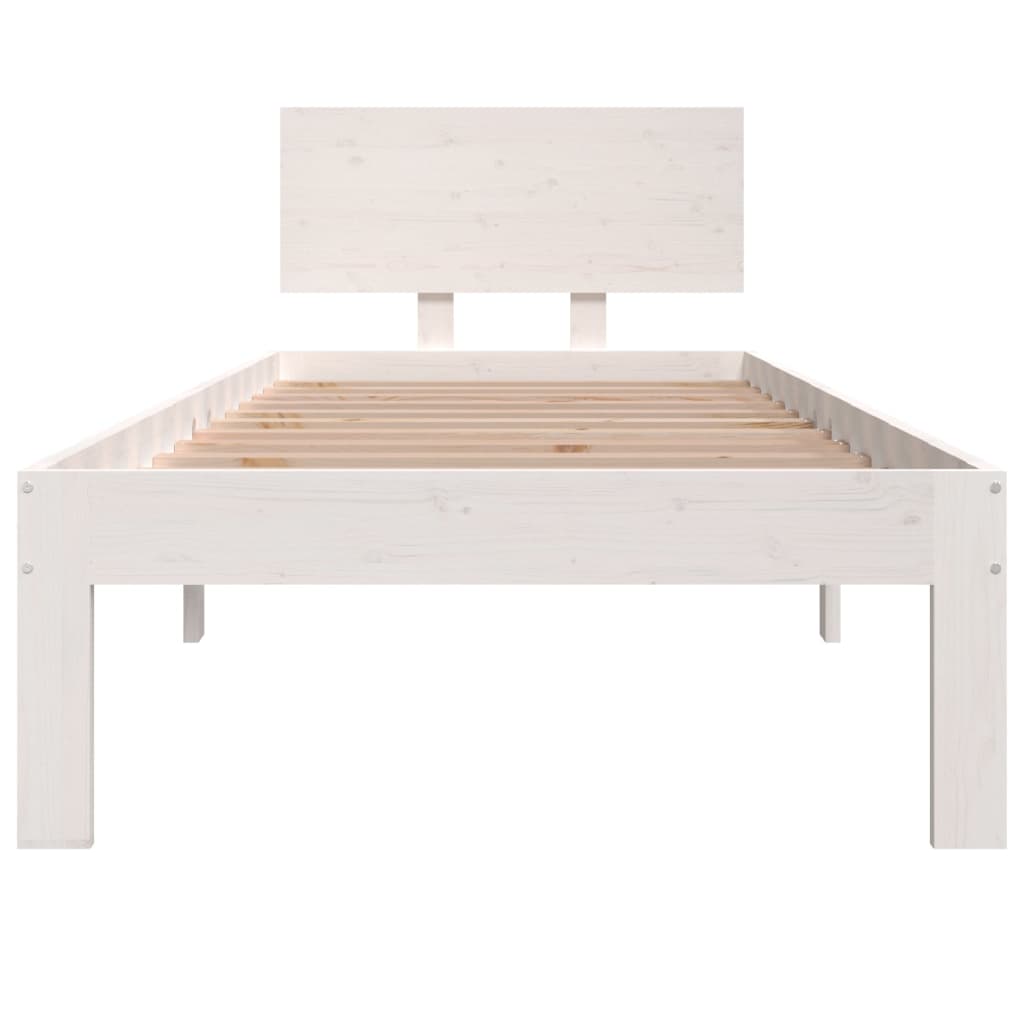 Compact White Wooden Bed Frame 75x190cm - Small Single Size