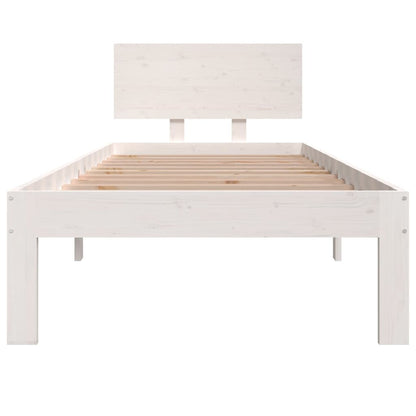 Compact White Wooden Bed Frame 75x190cm - Small Single Size