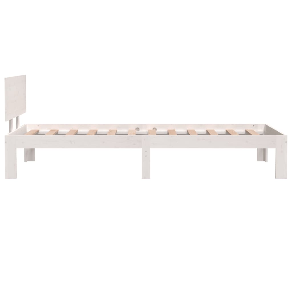 Compact White Wooden Bed Frame 75x190cm - Small Single Size