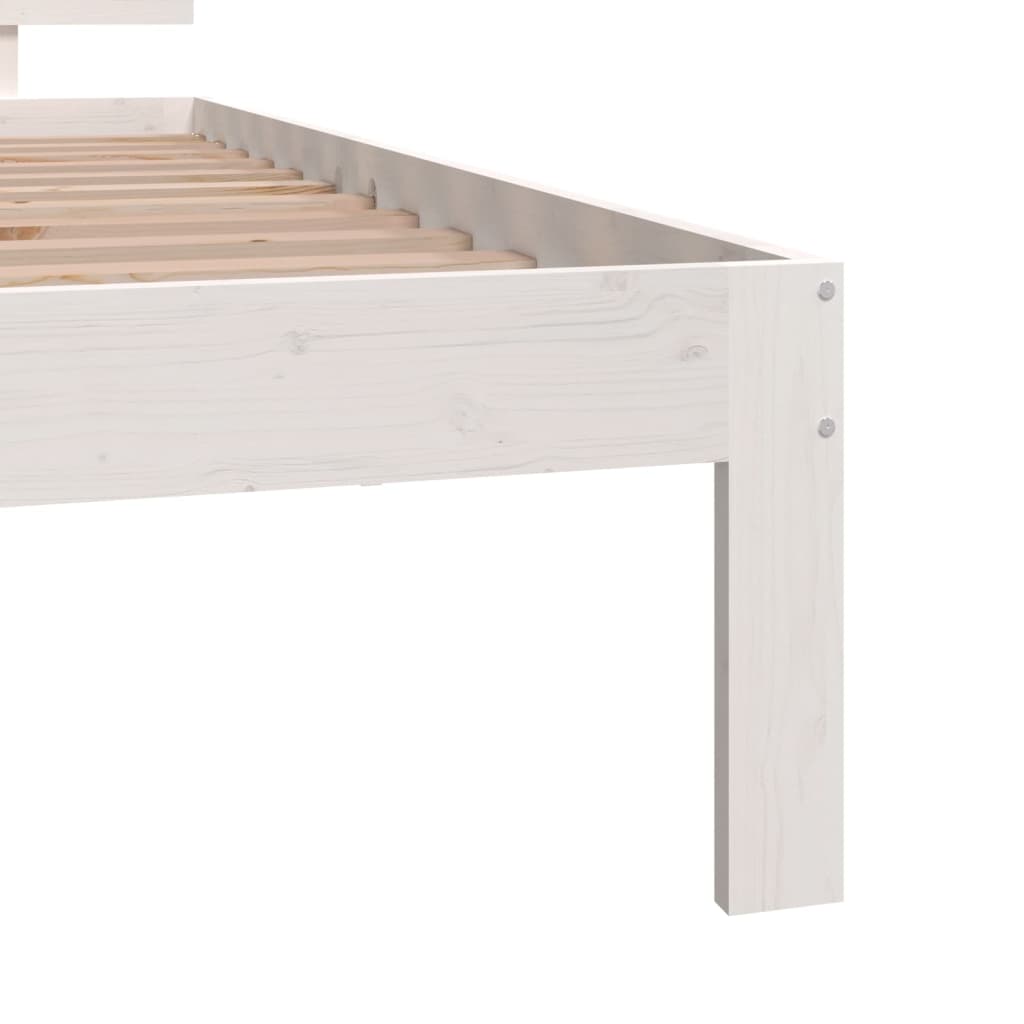 Compact White Wooden Bed Frame 75x190cm - Small Single Size