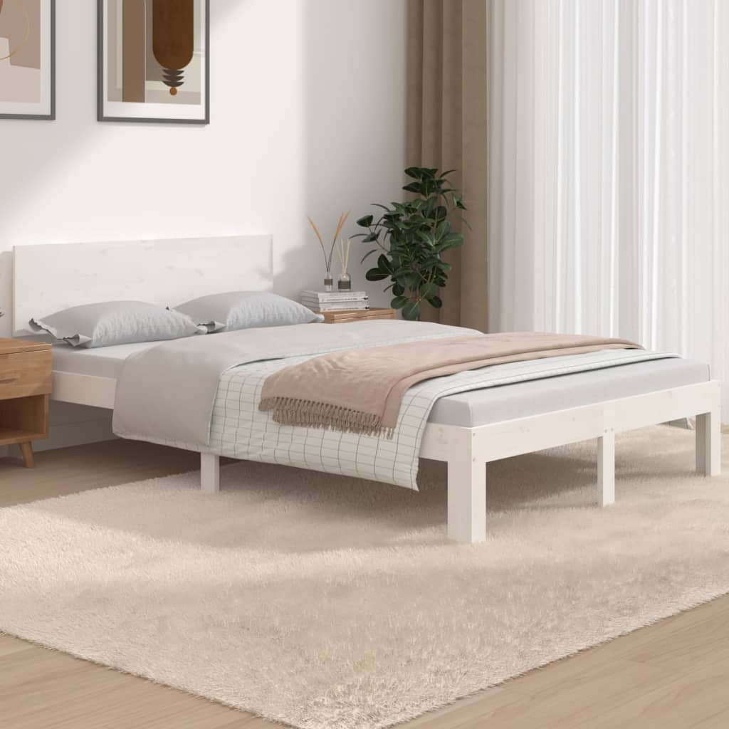 White Metal Bed Frame 120x190cm - Small Double Without Mattress