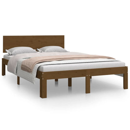 Honey Brown Wood Bed Frame 120x190cm Small Double No Mattress