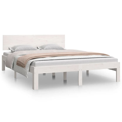 White Double Bed Frame 135x190cm | Sturdy Metal Finish