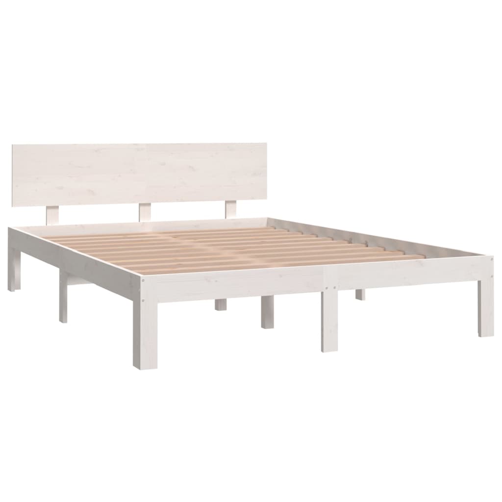 White Double Bed Frame 135x190cm | Sturdy Metal Finish