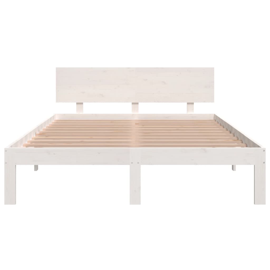 White Double Bed Frame 135x190cm | Sturdy Metal Finish